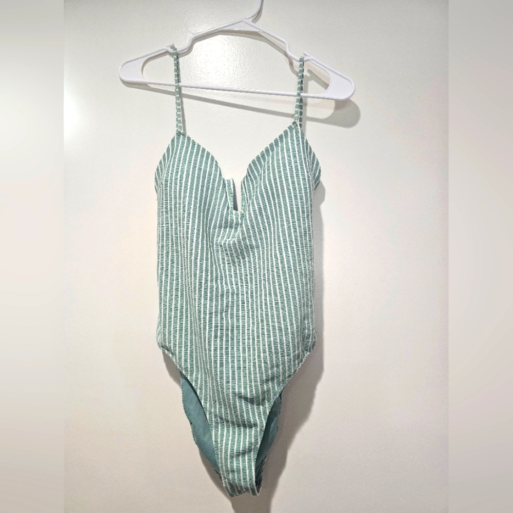 Mango Striped Green One-Piece Swimsuit